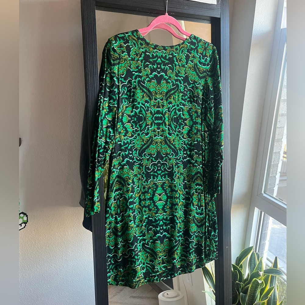 Green printed dress